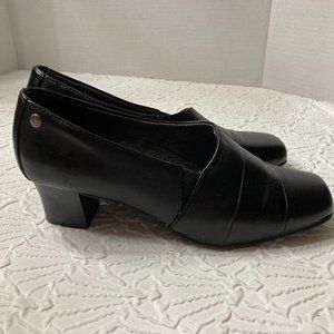 Life Stride Loafers Soft System Leather Size 6.5 Black Heel Quartet